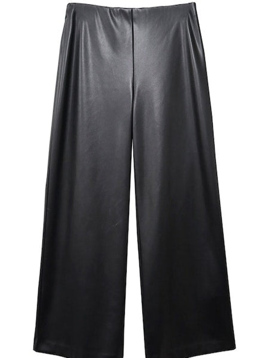 Clothing FIFTEEN TWENTY | Vegan Leather Wide Leg Crop Pant In Black