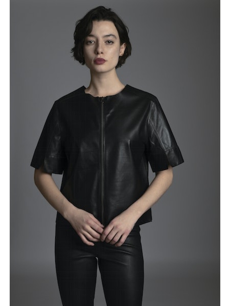 Clothing JAKETT | Leather T-Shirt In Black