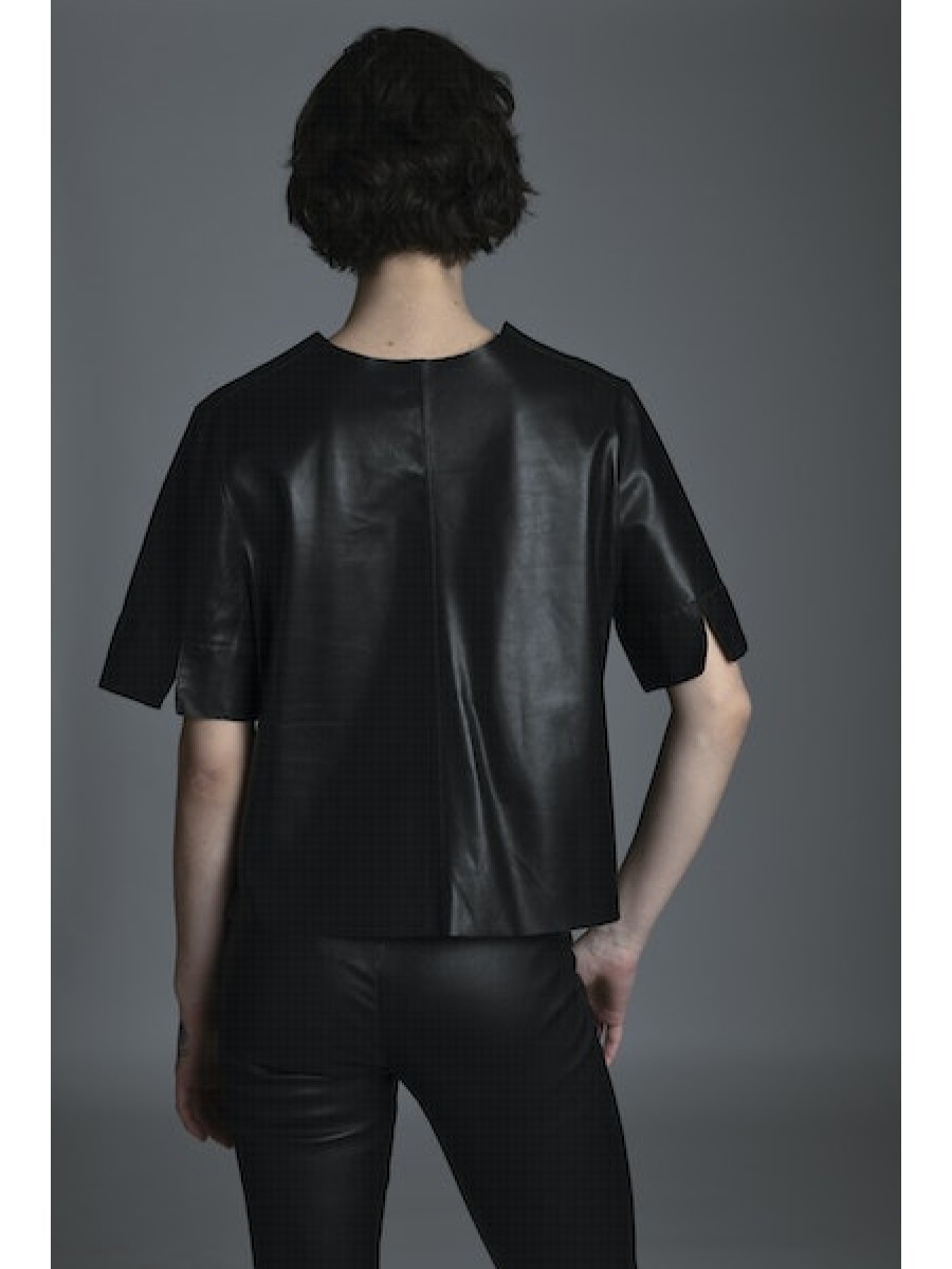 Clothing JAKETT | Leather T-Shirt In Black