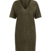 Clothing SPANX | Faux Suede V Neck Dress In Utility Green