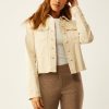 Clothing ECRU | Jean Jacket With Fray Hem In Sandstone