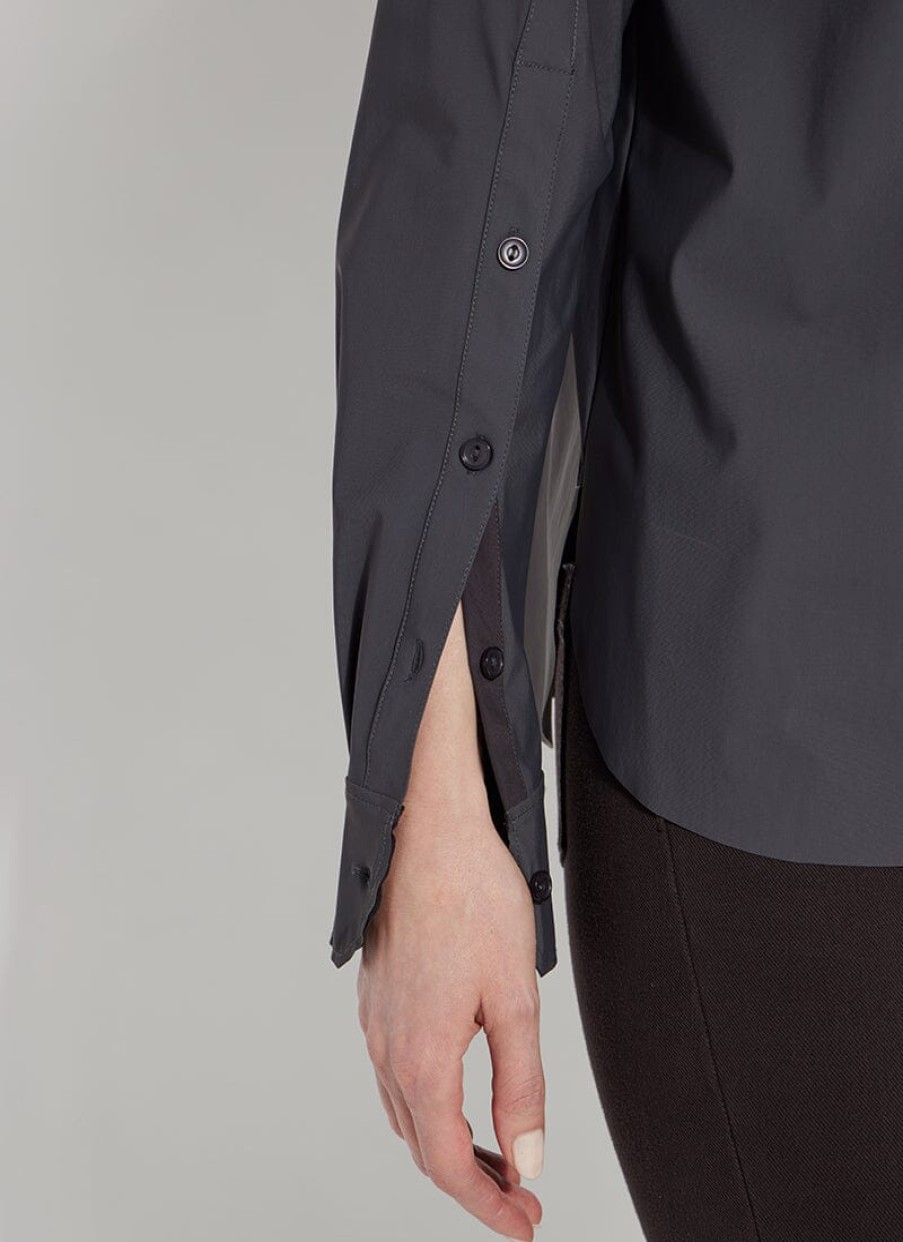 Clothing LYSSE | Jodi Slim Button Down Shirt In Charcoal