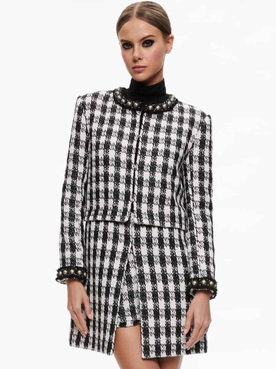 Clothing ALICE OLIVIA | Deon Two-Fer Tweed Jacket In Black/White