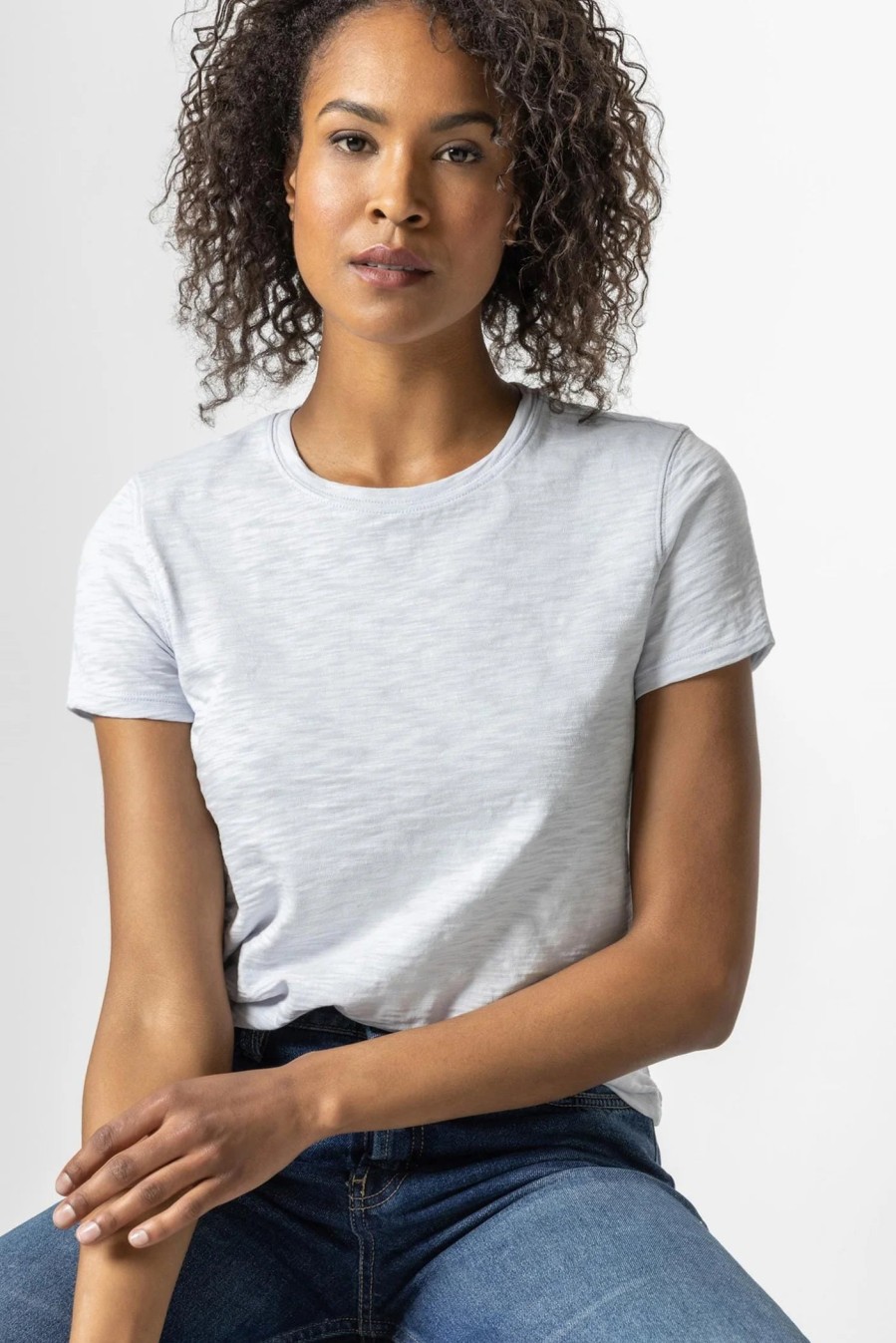 Clothing LILLA P | Short Sleeve Back Seam Tee In Iceberg